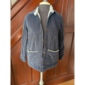 L.L.Bean Womens Small Blue Corduroy Sherpa-Lined Jacket With Button Front Pocket